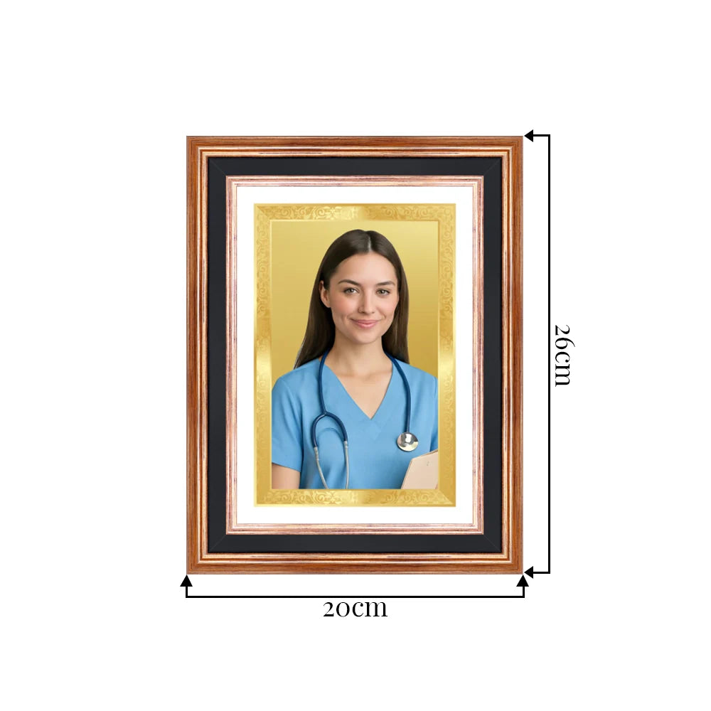 Showing Dimensions of Product Portrait on Gold 24K Gold Plated Rectangular Frame  