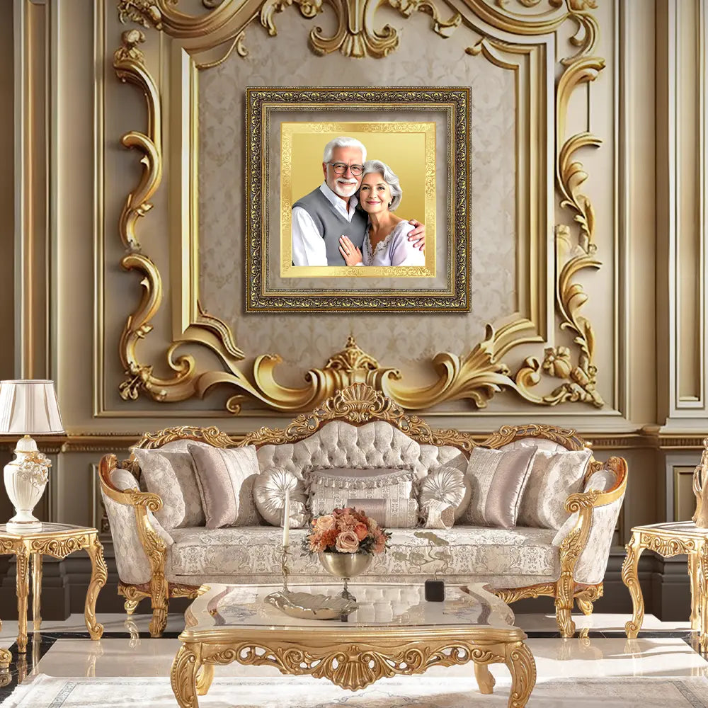 Portrait on Gold | Immortalise Your Legacy Square Photo Frame in 24K Gold