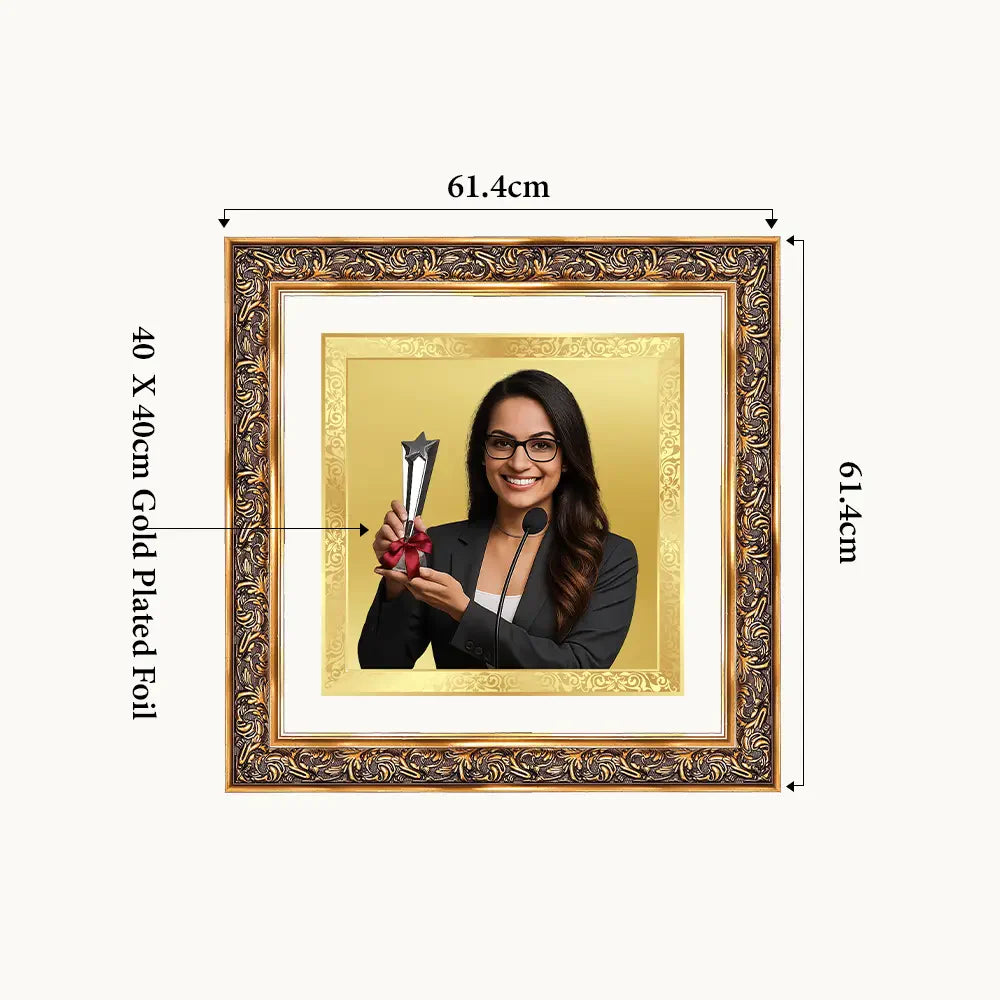 Portrait on Gold | Immortalise Your Opulent Charm Square Photo Frame in 24K Gold