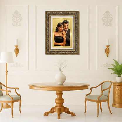 Portrait on Gold Rectangle Aurum Essence Frame Displayed On Beautiful Wall
