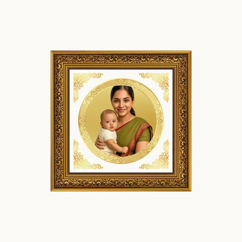 Portrait on Gold | Immortalise Your Opulent Charm Round Photo Frame in 24K Gold