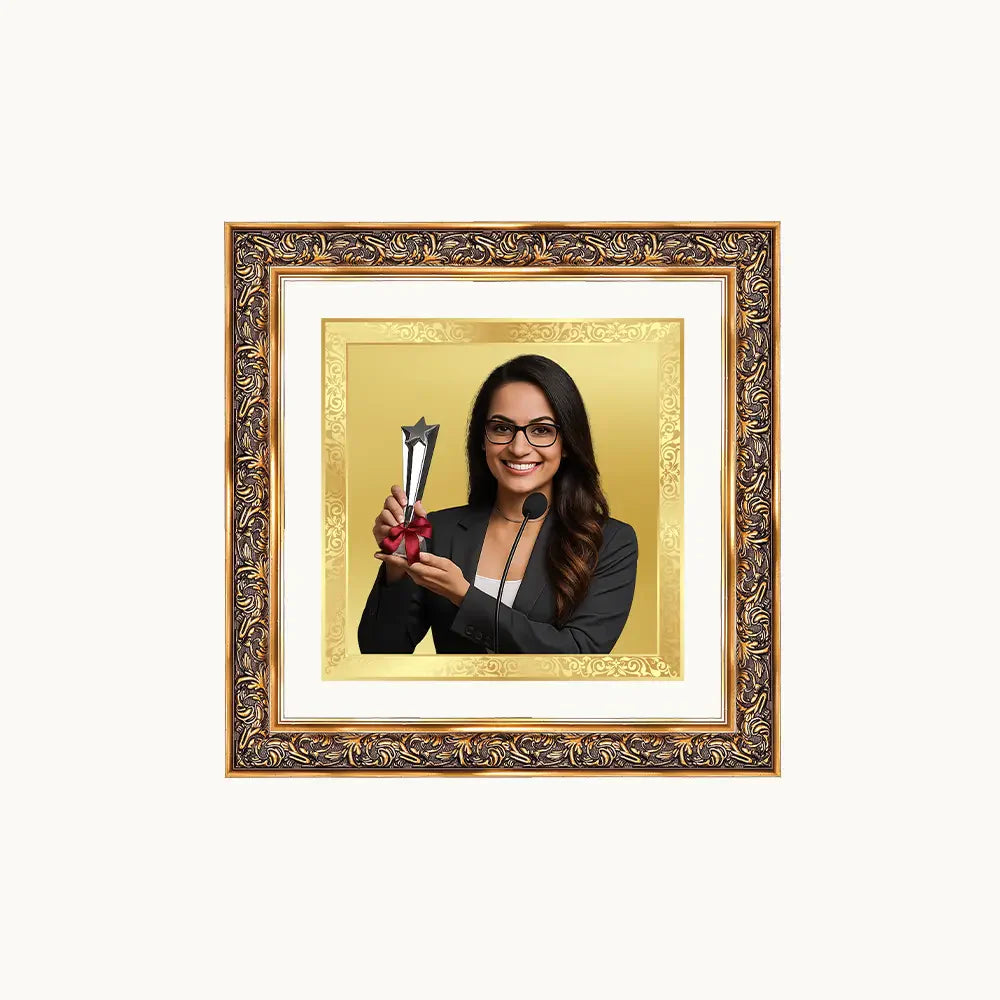 Portrait on Gold | Immortalise Your Opulent Charm Square Photo Frame in 24K Gold